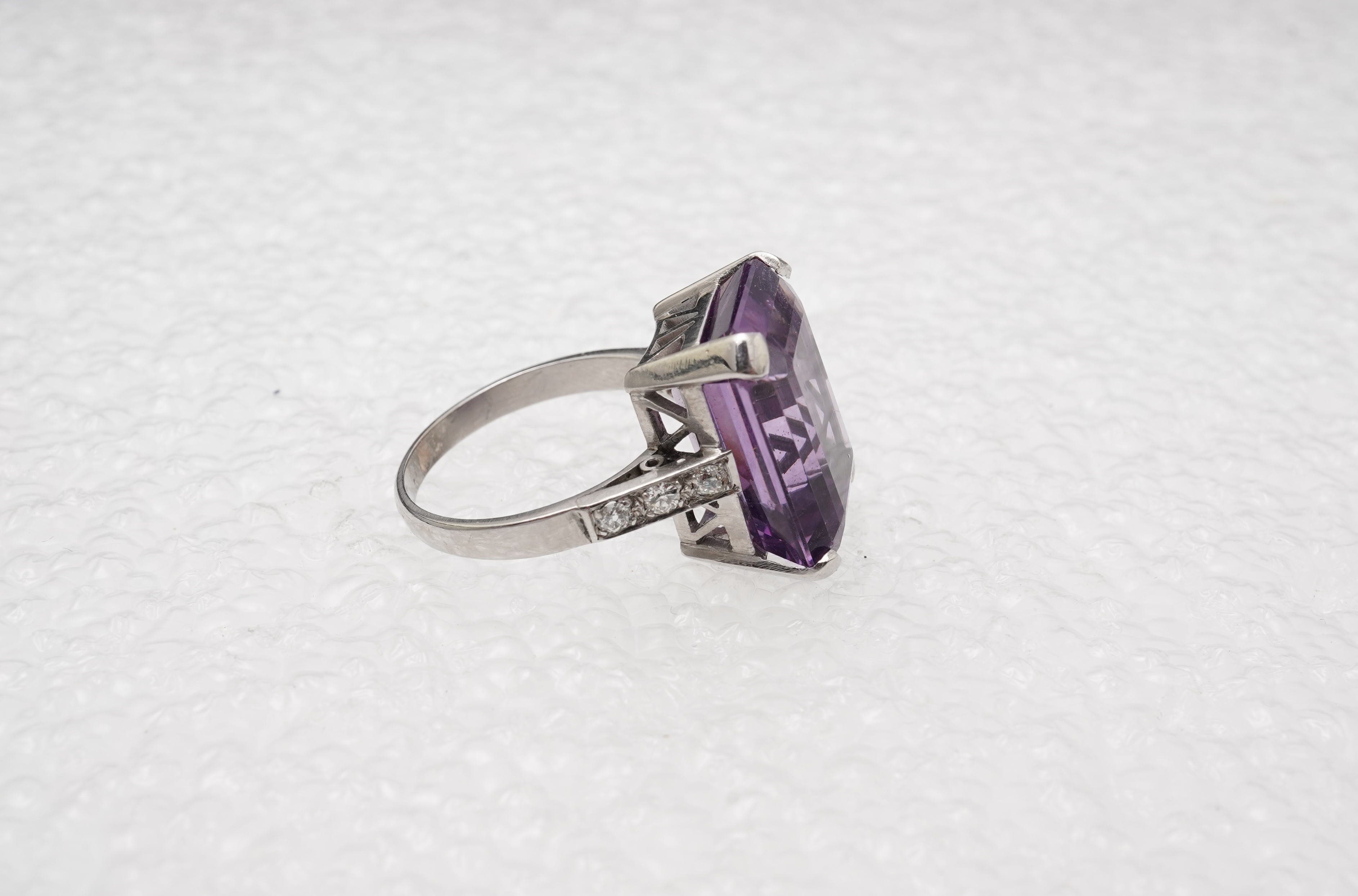 An amethyst and diamond ring